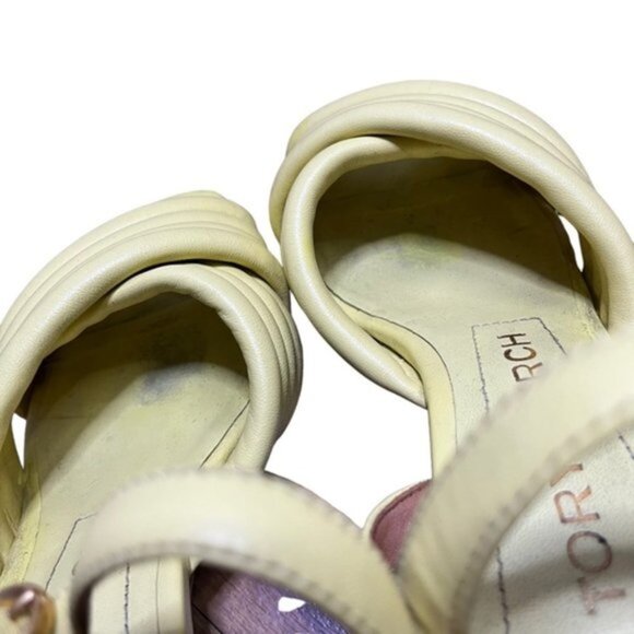 Tory Burch Kira Quilted 55mm Heel Sandal in Butter Yellow Color Women Size 7M - Picture 10 of 14